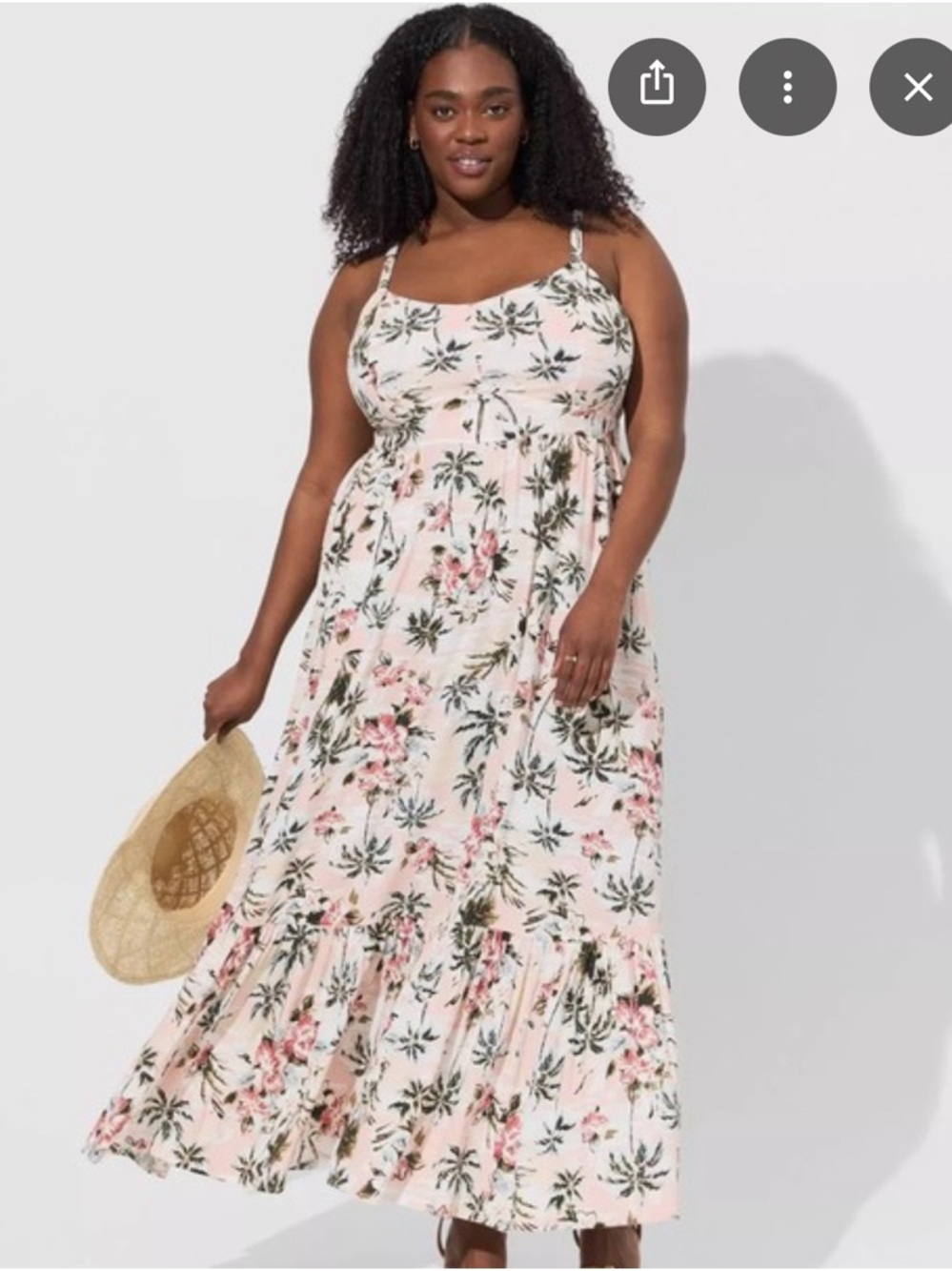 Torrid pink tropical Lenny tiered maxi dress